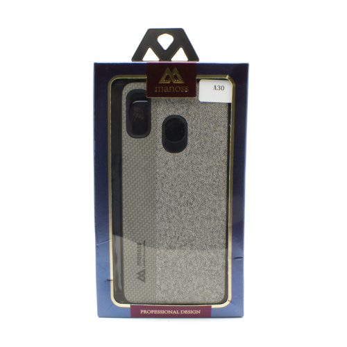 Чехол-силикон manoss ткань полоса Samsung a30 серый