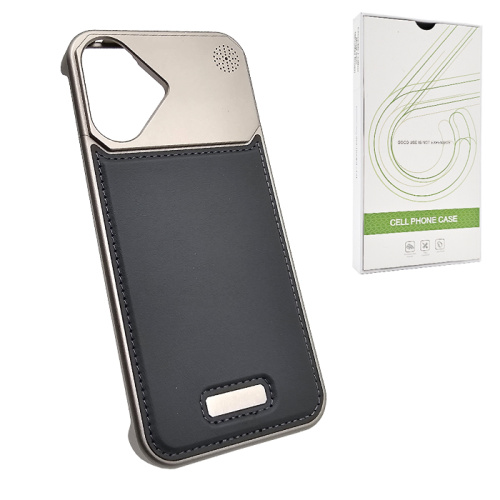 Чехол-крышка cell phone (movenchy) leather metal для iphone 16 серый