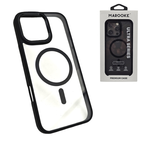 Чехол-крышка marooke m05 прозрачный c цветными бортами для iphone 15 pro черный