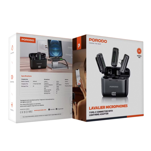 Микрофон петличный porodo pd-ldmcla-bk (300mah) черный