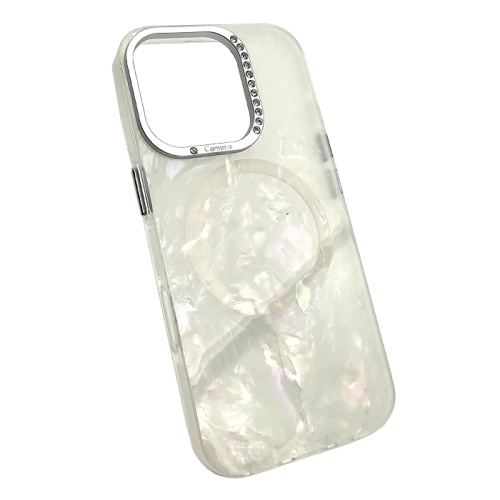 Чехол-крышка marble magnetic для iphone 16 pro max белый