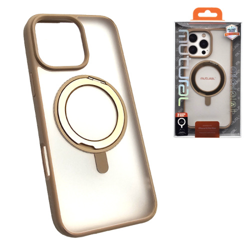 Чехол-крышка mutural с подставкой для iphone 16 pro золотой