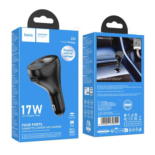 Fm-модулятор/азу hoco z61 (17w) черный