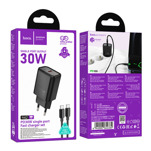 Сзу hoco n62 type-c/type-c (pd30w+qc3.0) черное