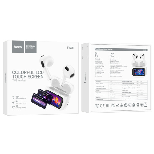 Hoco tws ew81 с экраном белые