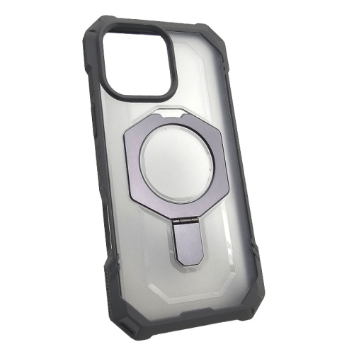 Чехол-крышка #27 (magsafe) с кольцом для iphone 16 pro max серый