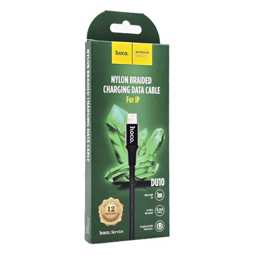 Кабель usb hoco du10 lightning (3a) черный 