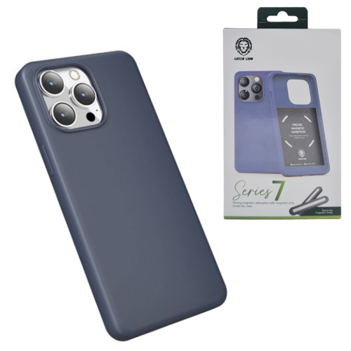Чехол-крышка green lion series 7 magnetic absorption strip для iphone 14 pro max синий