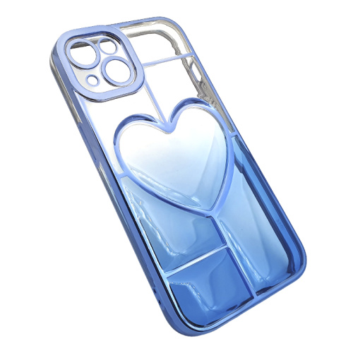 Чехол-силикон gradient heart с закрытой камерой для iphone 14 синий