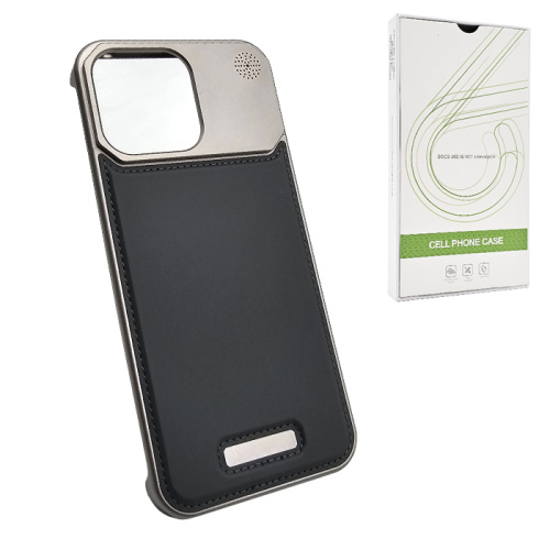Чехол-крышка cell phone (movenchy) leather metal для iphone 16 pro max серый