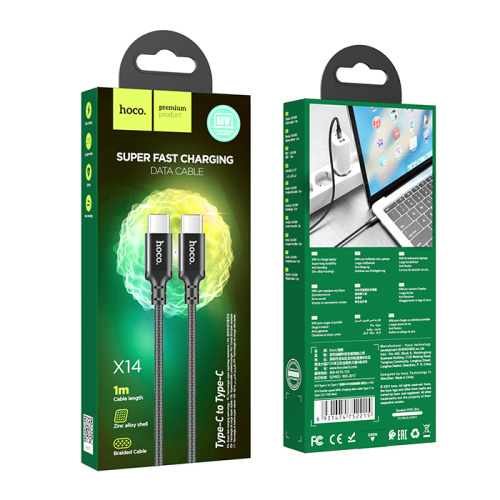 Кабель type-c hoco x14 type-c 1m черный