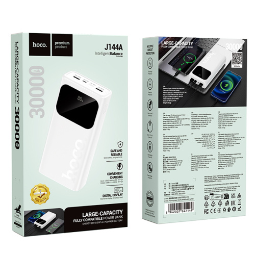 Пзу hoco j144a 30000mah (pd20w/qc3.0) белый