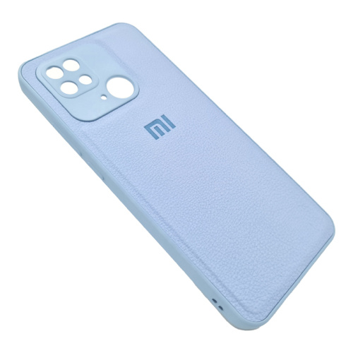 Чехол-крышка кожа logo xiaomi redmi 10c голубой