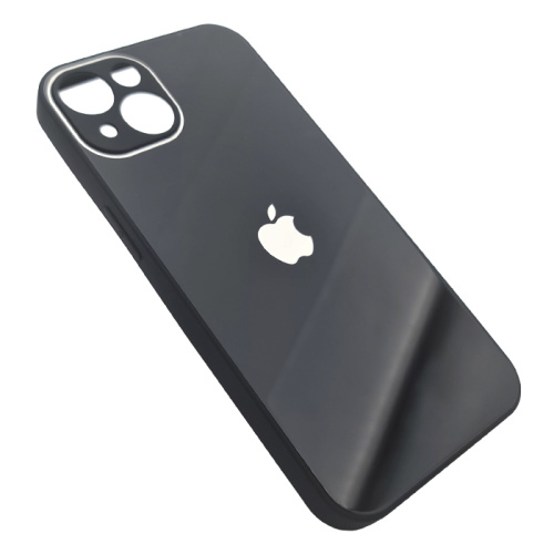 Чехол крышка с глянцевым стеклом для iphone 13 черный