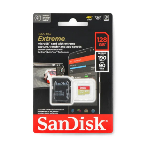 Microsd 128gb sandisk extreme (190mb/s) без адаптера