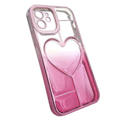 Чехол-силикон gradient heart с закрытой камерой для iphone 11 розовый