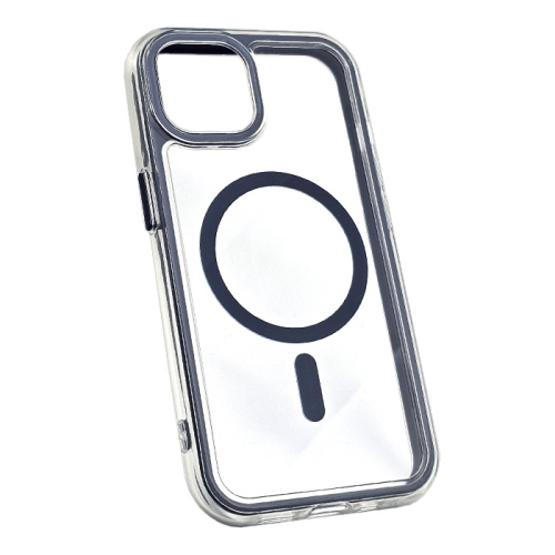 Чехол-крышка прозрачный #012 с цветными рамками для iphone 11 синий