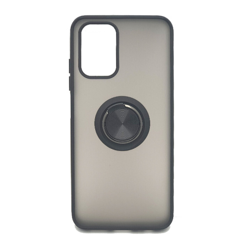 Накладка задняя faison для xiaomi note 10, ca-22, ring series 2, пластик, силикон, матовая, держатель под палец, магнит, цвет: чёрный