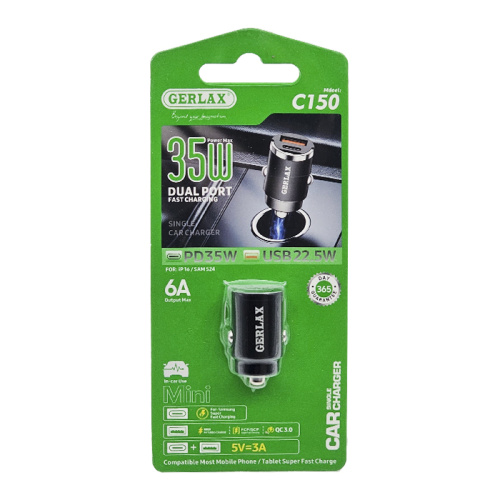 Азу gerlax c150 (pd35w/usb22.5w) черная
