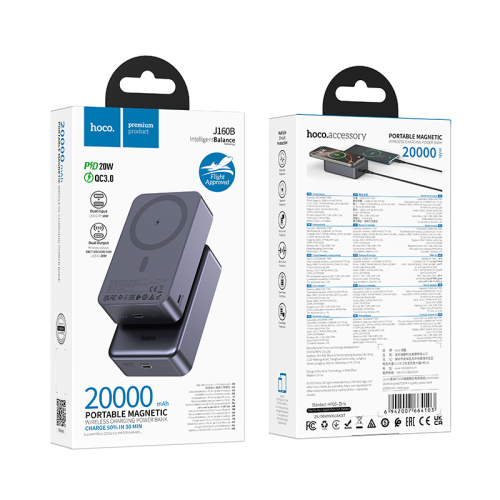 Пзу hoco j160b 20000mah (pd20w/qc3.0) черный 