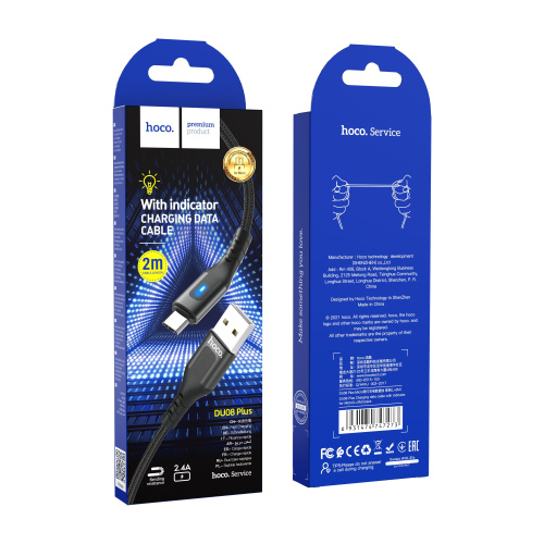 Кабель usb hoco du08 plus micro 2м черный 