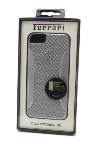 Чехол-крышка карбон ferrari iphone 7/8 серебро