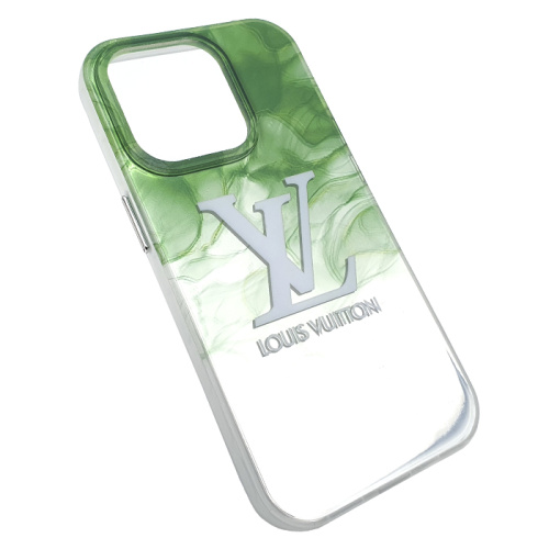 Чехол-крышка print hard pattern для iphone 14 pro бело-зеленый