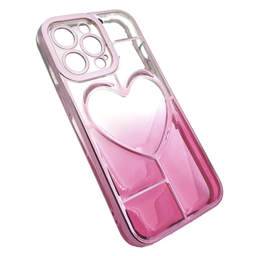 Чехол-силикон gradient heart с закрытой камерой для iphone 13 pro розовый