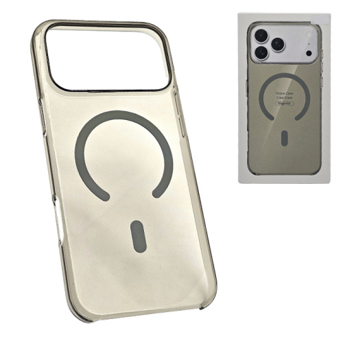 Чехол-силикон #20 clear case magsafe (magnetic) для iphone 17 pro max серый
