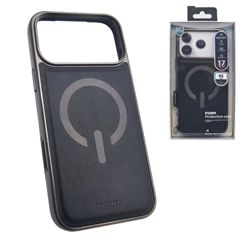 Чехол-крышка #22 njoyny leather magsafe для iphone 17 pro max черный