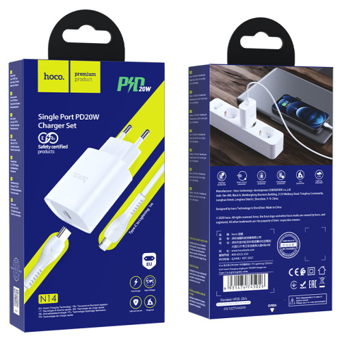 Сзу hoco n14 lightning (pd20w) белое
