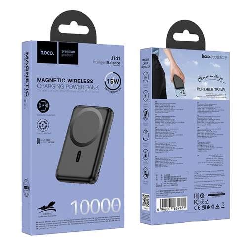 Пзу hoco j141 10000mah (15w) черный