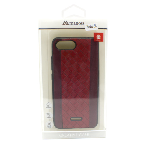 Чехол-силикон manoss кожа ромб xiaomi redmi 6a красный