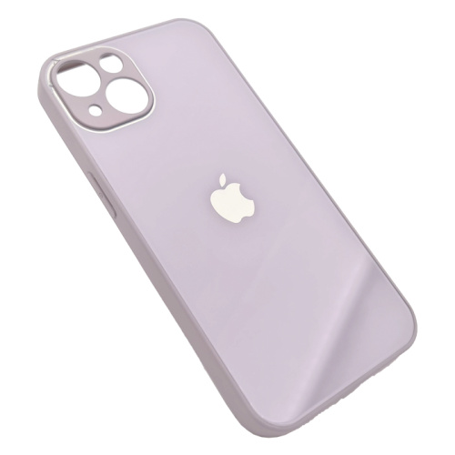 Чехол крышка с глянцевым стеклом для iphone 13 светло-фиолетовый