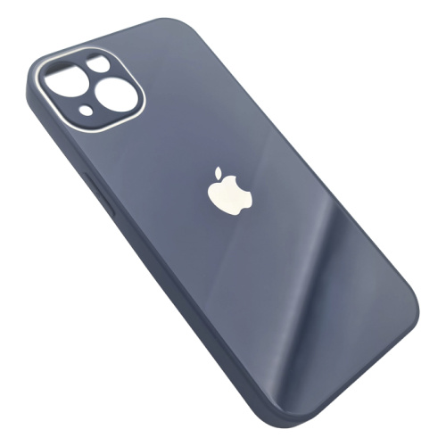 Чехол крышка с глянцевым стеклом для iphone 13 синий