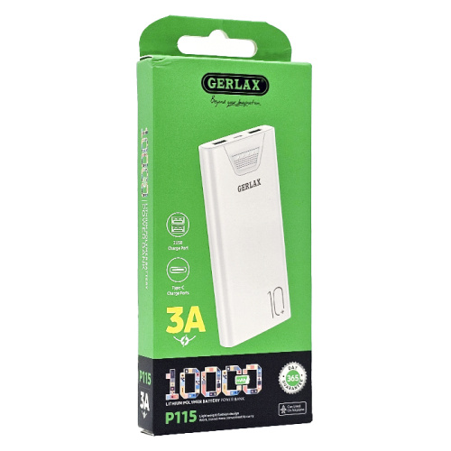 Пзу gerlax p115 10000mah (3a) белый 