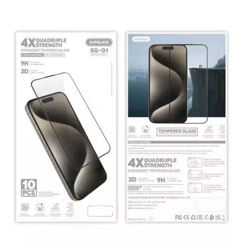 Стекло supglass sg-01 (4x quadruple strength) для iphone 16 pro черное