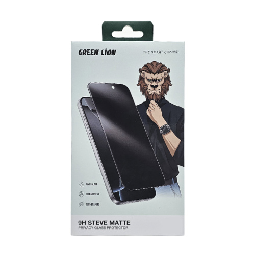 Стекло green lion 9h steve matte iphone 17 pro черный