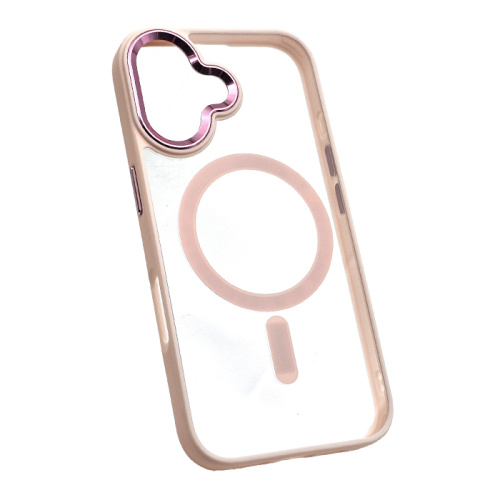 Чехол-силикон #014 clear case magsafe для iphone 16 в пакетике розовый