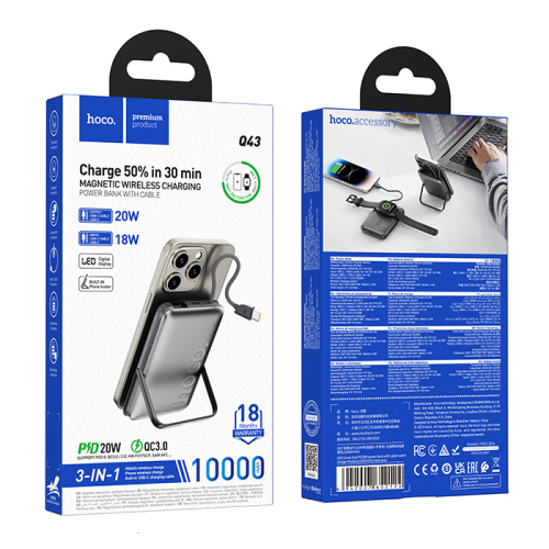 Пзу hoco q43 10000mah (pd20w) серый