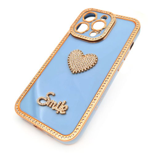 Чехол-силикон smile сердечко для iphone 13 pro голубой