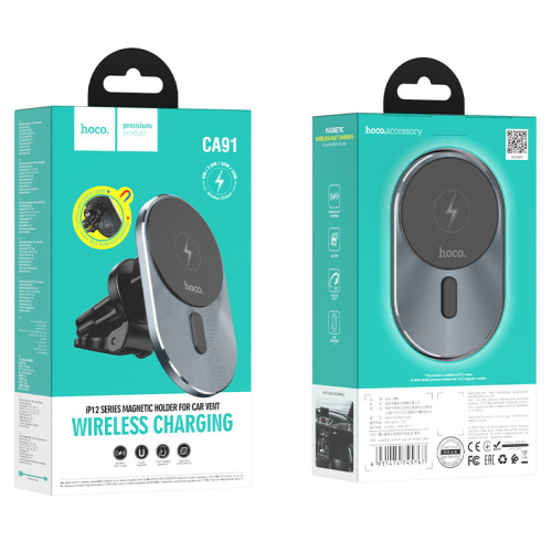 Автодержатель hoco ca91 magnetic holder 15w серый