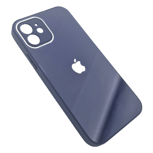 Чехол крышка с глянцевым стеклом для iphone 12 синий