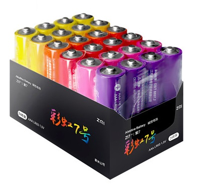 Батарейки xiaomi zi7-aaa rainbow colors (24 шт) mix (0489)
