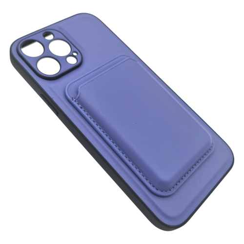 Чехол-силикон под кожу без лого с визитницей для iphone 13 pro max (6.7) синий