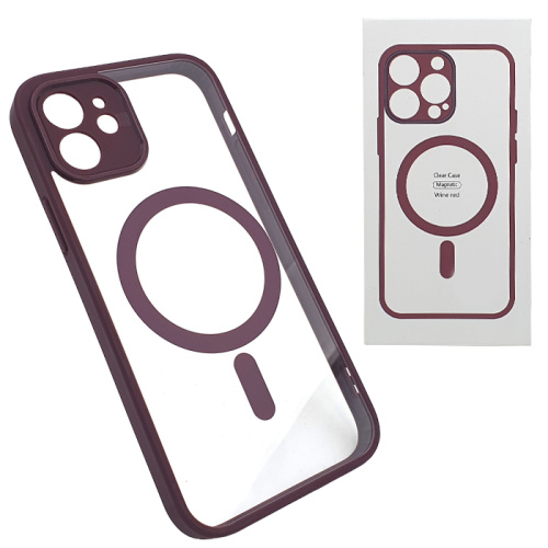 Чехол-силикон clear case magsafe с закрытой камерой (magnetic) для iphone 12 красный 