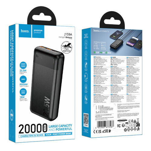 Пзу hoco j159a 20000mah (pd20w/qc3.0) черный 