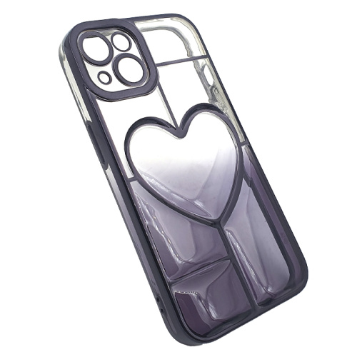 Чехол-силикон gradient heart с закрытой камерой для iphone 14 черный