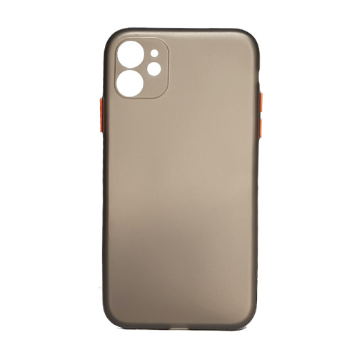 Чехол крышка ультратонкий цветные кнопки для iphone 11 (6.1) черно-прозрачная