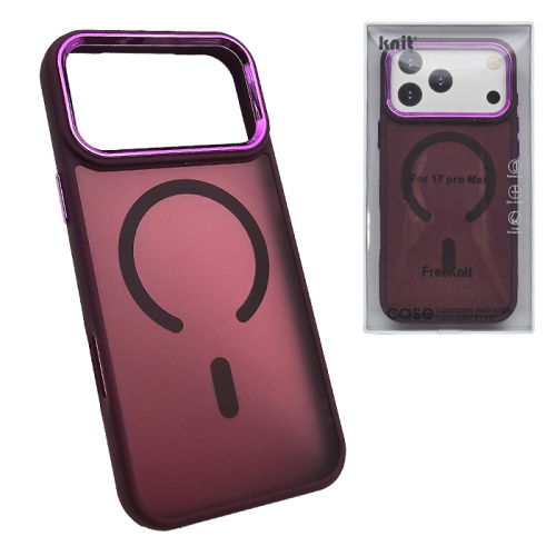 Чехол-крышка knit magsafe для iphone 17 pro малиновый